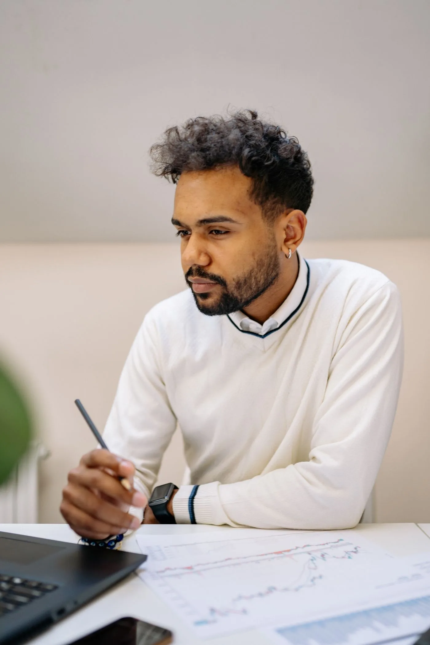An executive reviewing precision-health data